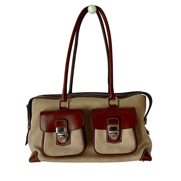 Dooney & Bourke Canvas and Leather Shoulder Bag - Picture 1 of 9